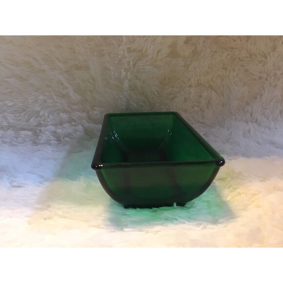 Napco Green Glass Rectangle Bowl Dish Vintage Cleveland Ohio USA - Picture 4 of 9
